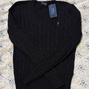 Polo by Ralph Lauren Black V-Neck Sweater Sz S